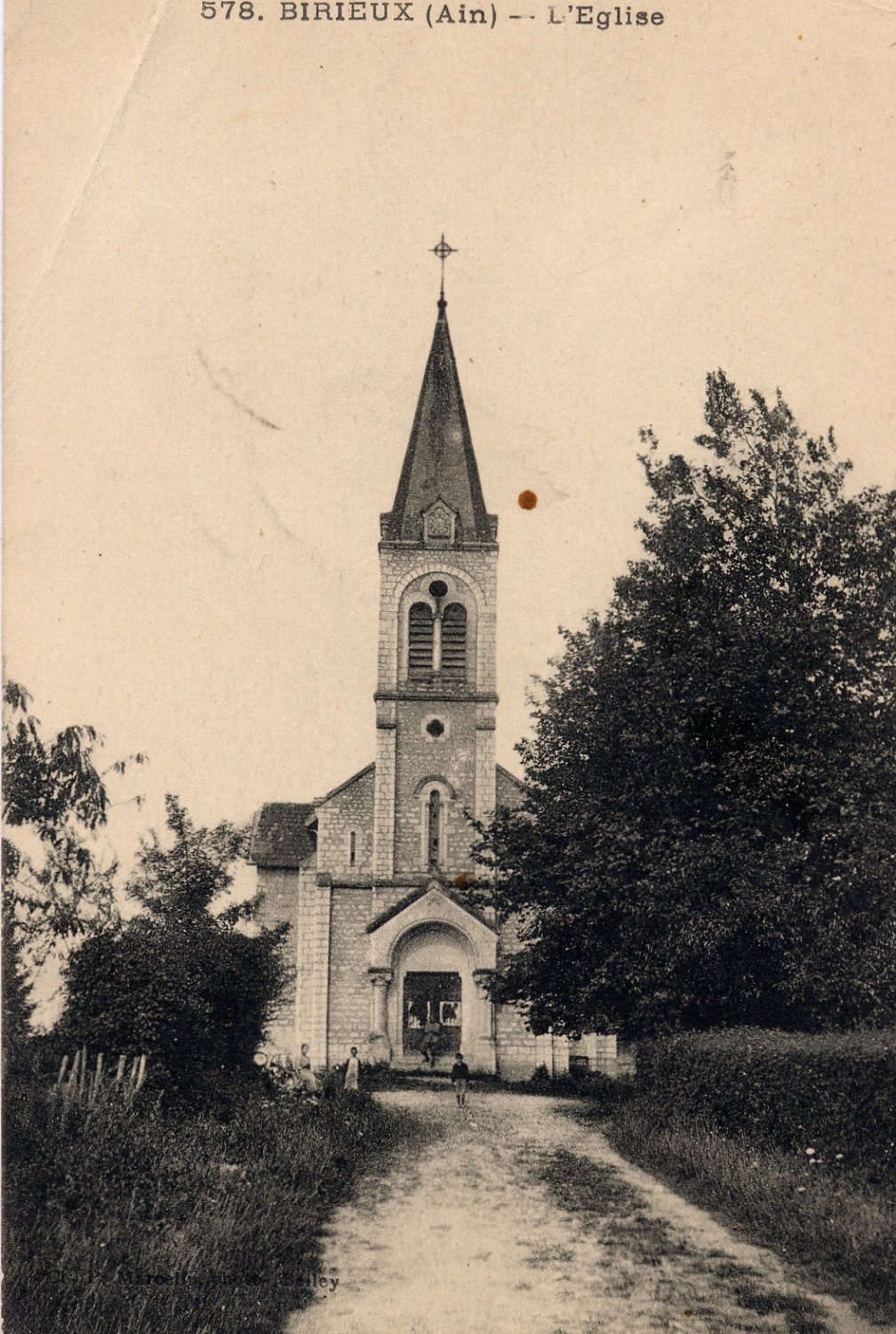 Eglise de Birieux dans la Dombes en 1918