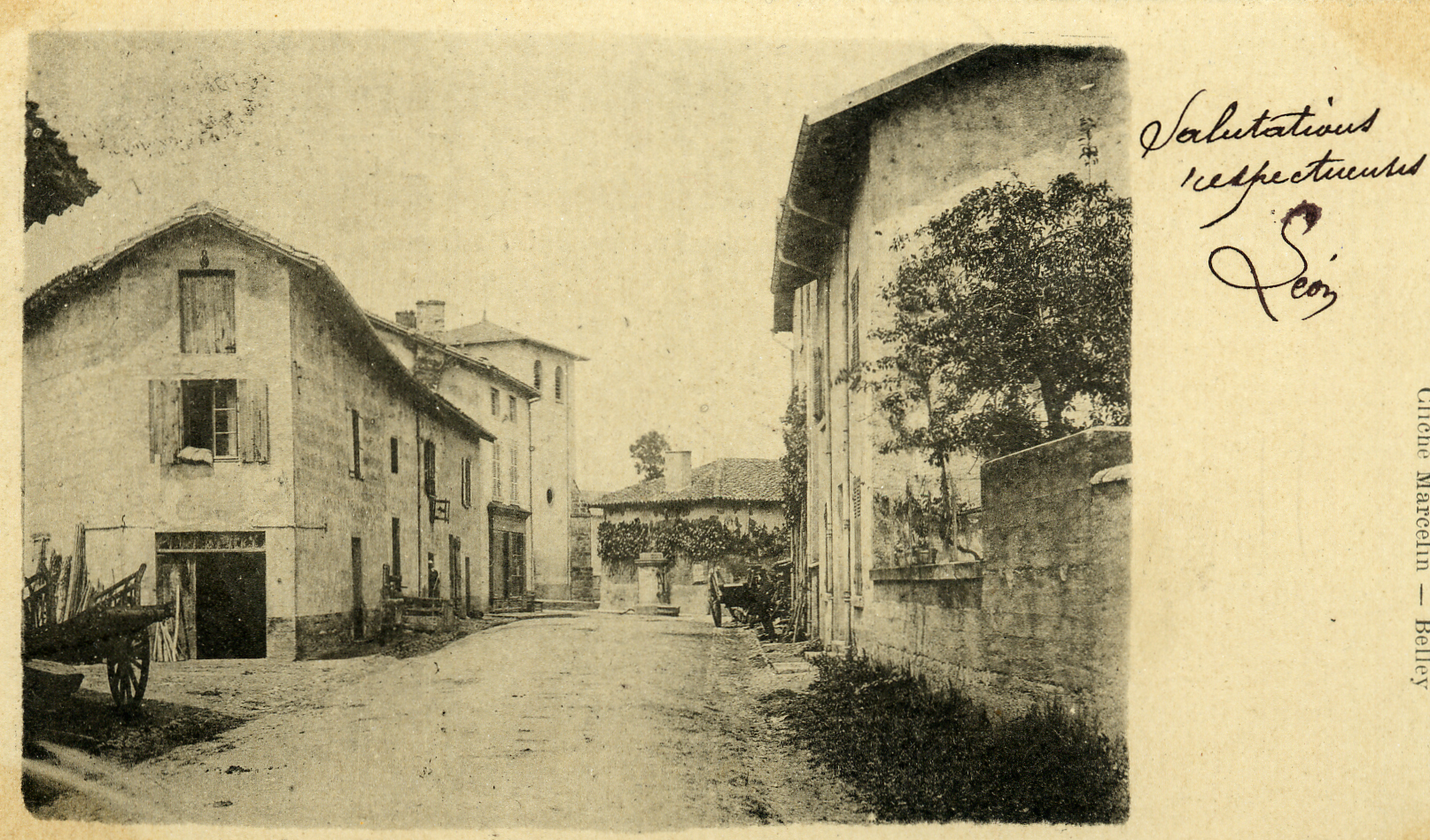 Rue_centrale.jpg - Rue centrale de Bouligneux dans la Dombes en 1903