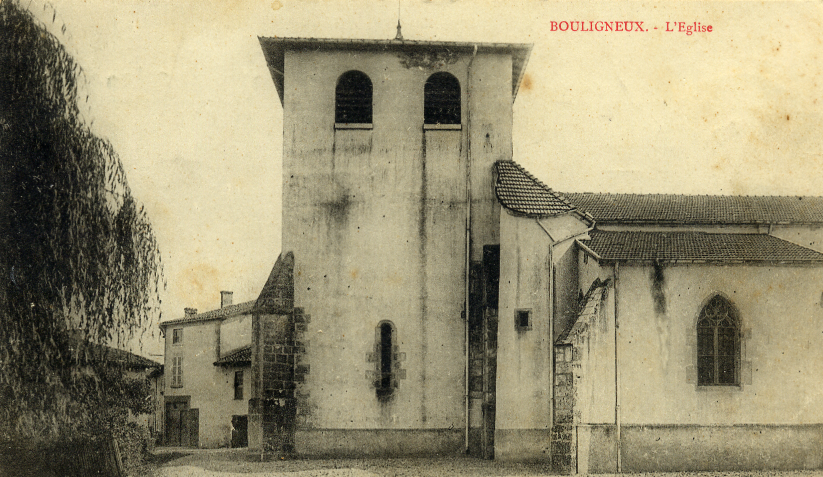 Eglise_GB.jpg - L'église de Bouligneux dans la Dombes en 1904