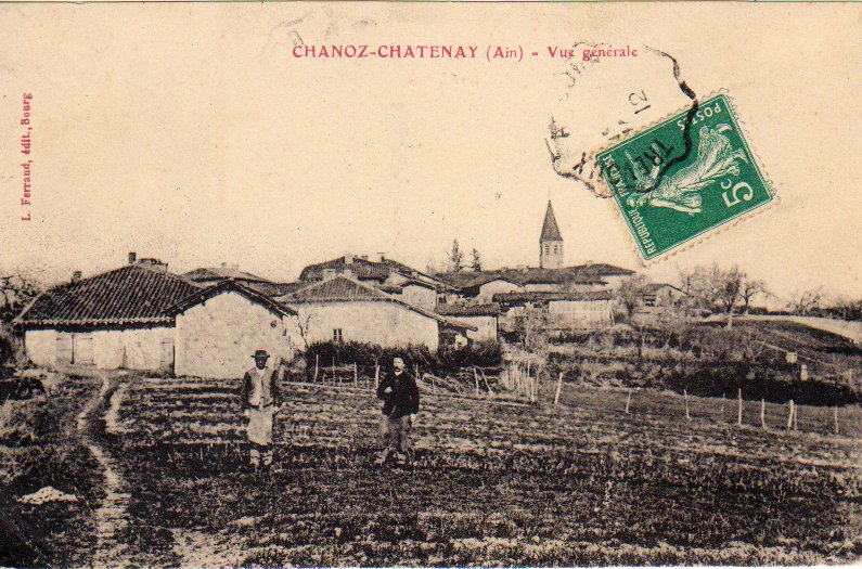 Vue générale de Chanoz Chatenay dans la Dombes en 1912