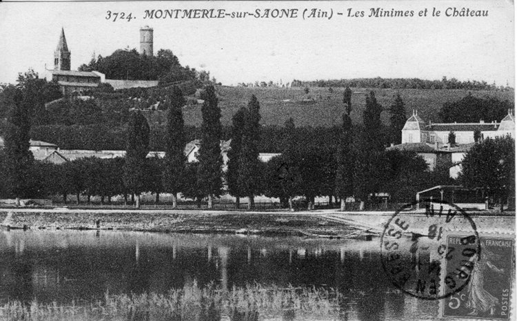 Les Minimes et le château à Montmerle sur Saône dans la Dombes en 1918