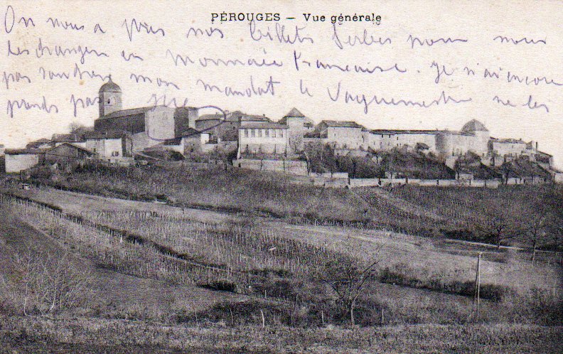 Vue générale de Pérouges dans la Dombes en 1919