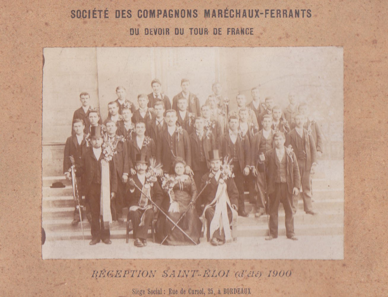 Société des compagnons Maréchaux-Ferrants du Devoir du Tour de France - Réception à saint Eloi en été 1900