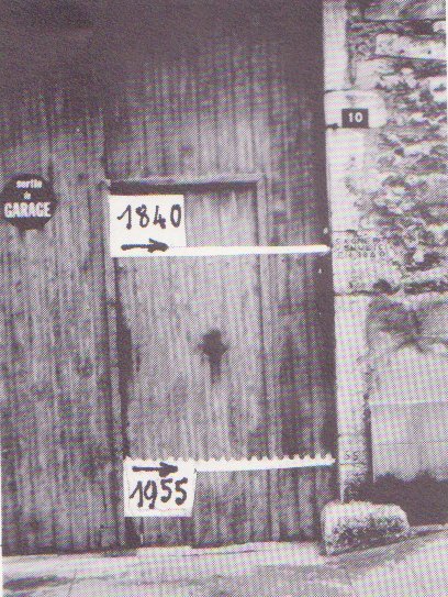 Hauteur des inondations en 1840 et 1955 à Thoissey dans la Dombes