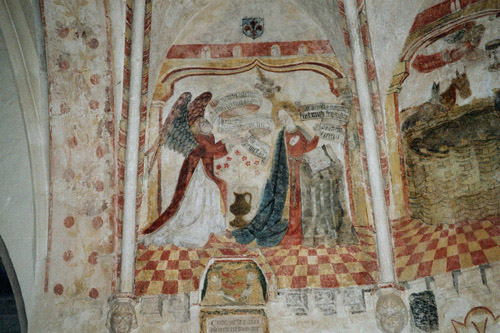Fresque L'Annonciation dans la Chapelle de Beaumont dans la Dombes